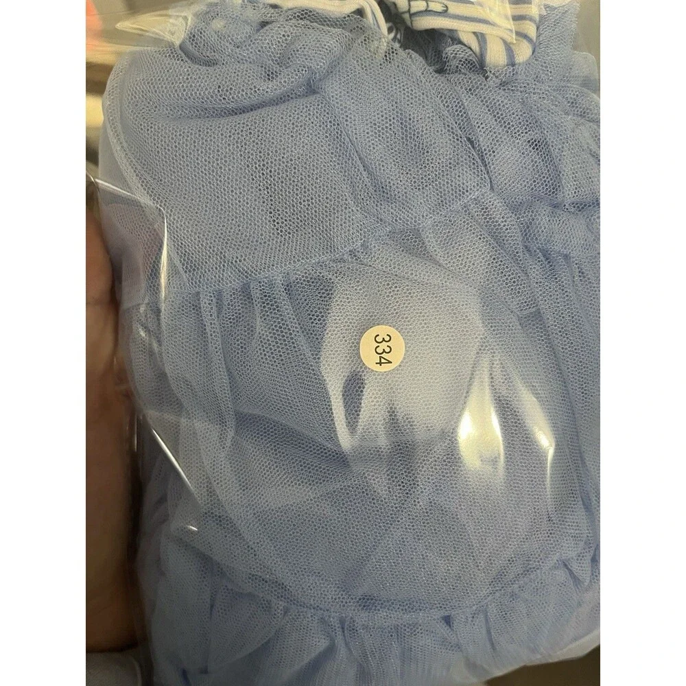 Bluey Girls 2T Blue & White Striped Bluey Tulle Tutu Dress Short Sleeve